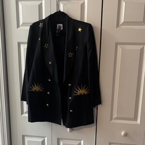 R&M Richards Black Blazer with Gold Star and Sun Accents